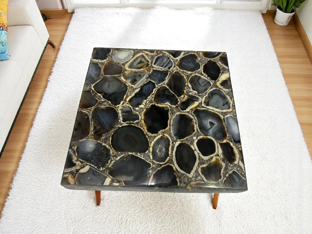 Exquisite Square Agate Table Top : Elevate Your Living Space 